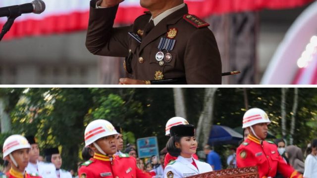 Kajari Pematangsianțar Erwin Purba SH Inspektur Upacara Penurunan Bendera HUT RI Ke-81